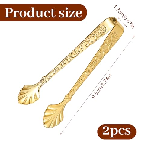 Gold Mini Serving Tongs for Ice, Desserts & Appetizers — 2 Pack