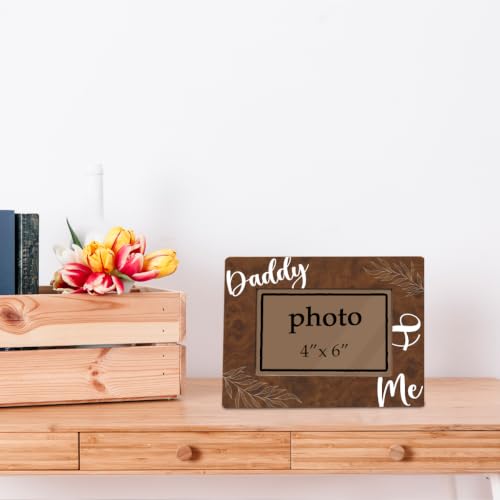 Father's Day Wooden Photo Frame for 4x6 Inch Pictures - Daddy Gift from Son & Daughter