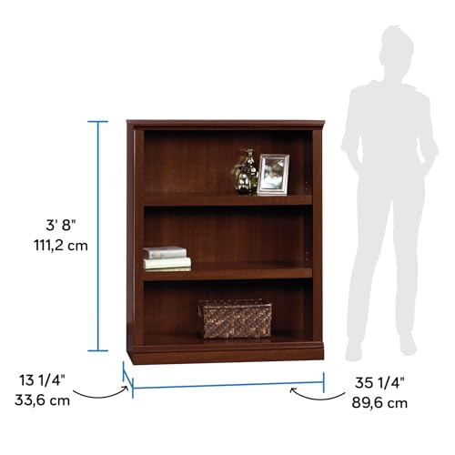 3-Shelf Adjustable Bookcase, Cherry Finish Storage Organizer