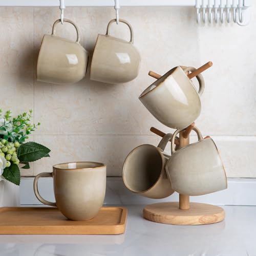 AmorArc 12oz Ceramic Coffee Mug Set of 6 - Cappuccino & Latte Cups, Dishwasher & Microwave Safe