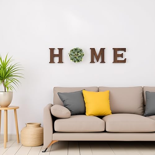 Rustic Farmhouse HOME Wall Sign with Artificial Eucalyptus Wreath Decor