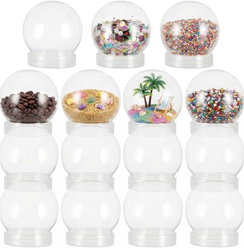 15 Pack DIY Clear Plastic Water Globes, Refillable Craft Kits for Kids