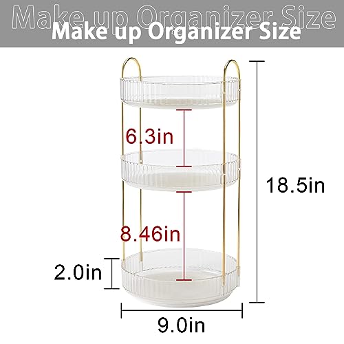 Shuang Qing Clear 3-Tier Rotating Makeup Organizer for Vanity & Bathroom Counter