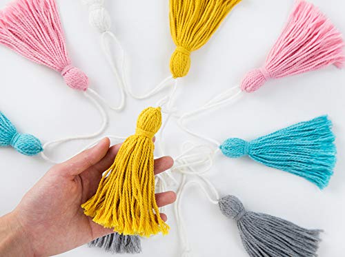 2-Pack Pastel Cotton Tassel Garland Boho Wall Hanging for Nursery Decor