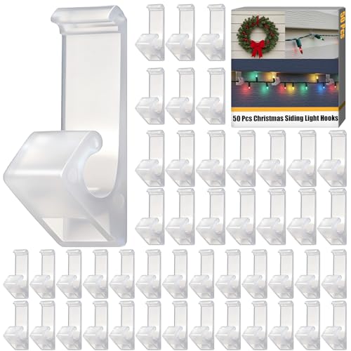 50 Pcs Vinyl Siding Hooks for Outdoor Christmas Lights, No-Hole Hangers