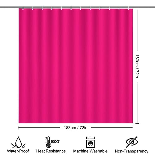 4-Piece Hot Pink Bathroom Shower Curtain Set with Non-Slip Rugs