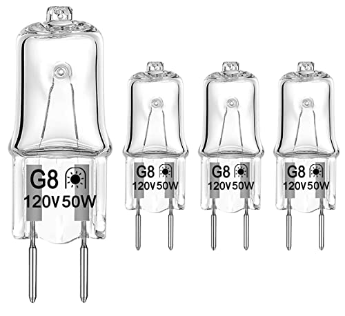 G8 Halogen Microwave Light Bulb 120V 50W, 4 Pack - Warm White