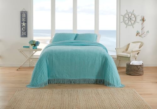 Chenille Cotton Bedspread - Full Size, Burgundy Color