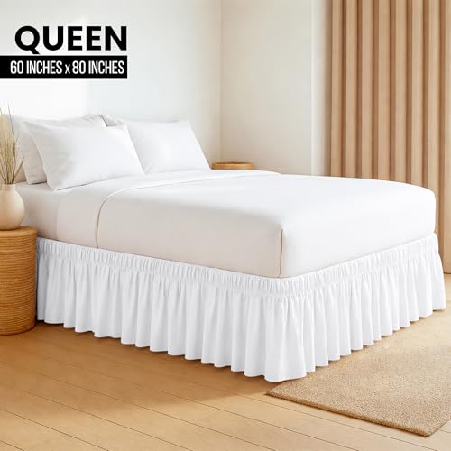 Wrap Around Queen Bed Skirt - 16-Inch Drop Easy Fit Brushed Microfiber