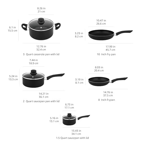 Ceramic Non-Stick 8-Piece Cookware Set - Pots and Pans with Lids, Black