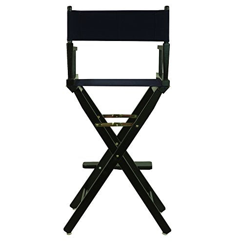 30-Inch Foldable Director's Chair - Solid Wood Bar Height Seating, Navy