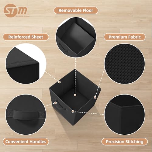 Collapsible Fabric Storage Cubes 11 Inch Foldable Bins 6 Pack Black