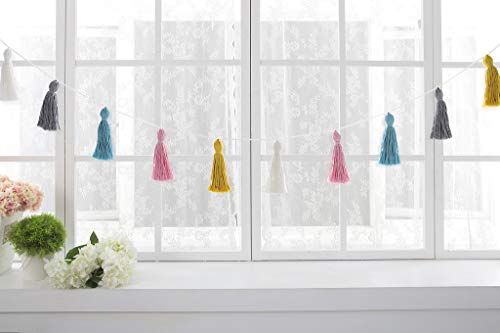 2-Pack Pastel Cotton Tassel Garland Boho Wall Hanging for Nursery Decor