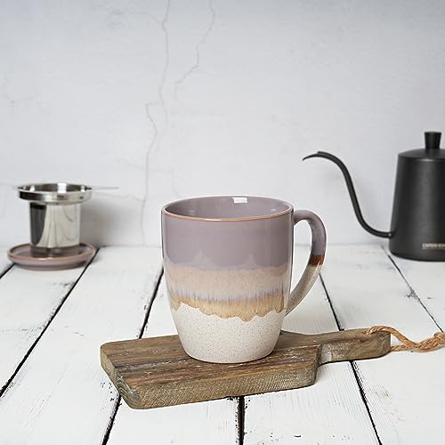 Bosmarlin 16oz Ceramic Tea Mug with Infuser, Lid & Reactive Glaze - Purple