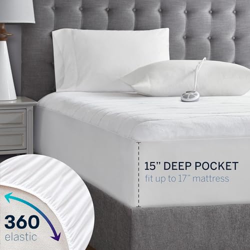 Heated Mattress Pad Twin XL - Plush Fabric, 10 Heat Settings, Auto Shut Off