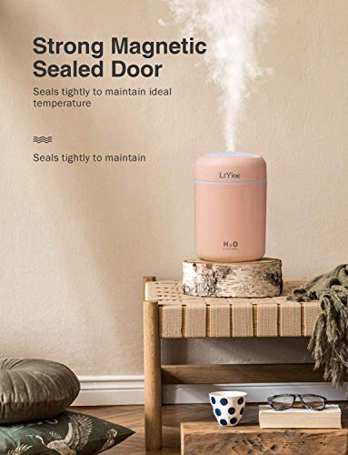 Mini USB Personal Humidifier, 2 Mist Modes, Quiet Desktop Design (Pink)