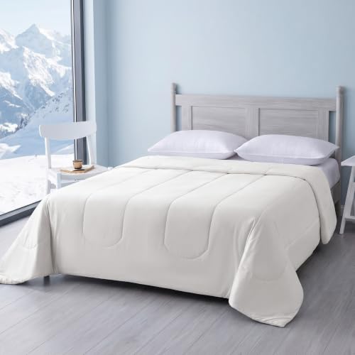 Cooling Comforter for Hot Sleepers - Lightweight All-Season Blanket, 90x90 Queen, White