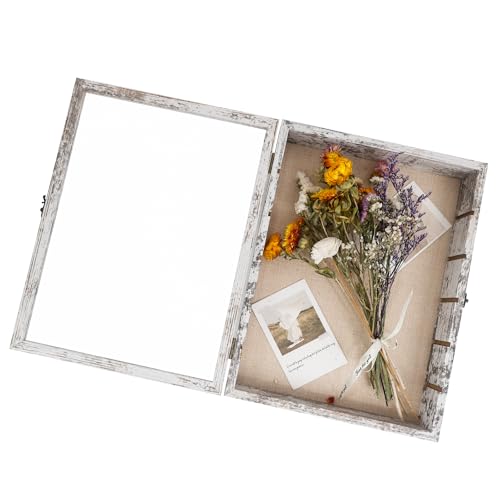 12x16 Wooden Shadow Box with Adjustable Shelves for Collectibles and Medals
