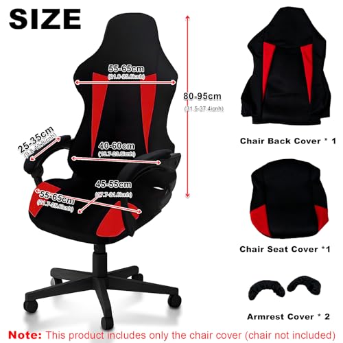 Gaming Chair Cover - Stretchable Breathable Mesh, Scratch Proof, Black-Red