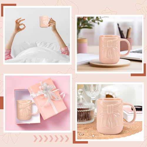 Coquette Pink Bow 13 oz Ceramic Coffee Mug with Handle – Engraved Gift for Women