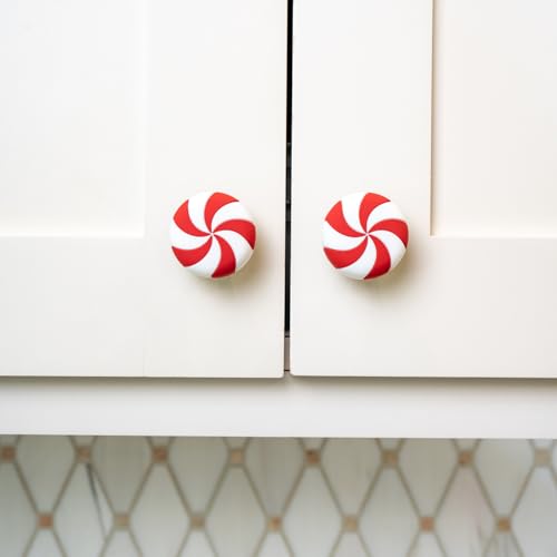 Knobēz Red Peppermint Decorative Knob Covers (12 Pack) – Fits 1" to 1 3/8" Knobs