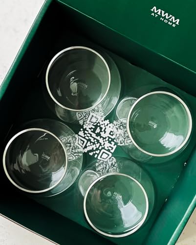 MWM Crystal Clear Glass Cups Set of 4 - 360ml Drinkware for Water & Juices