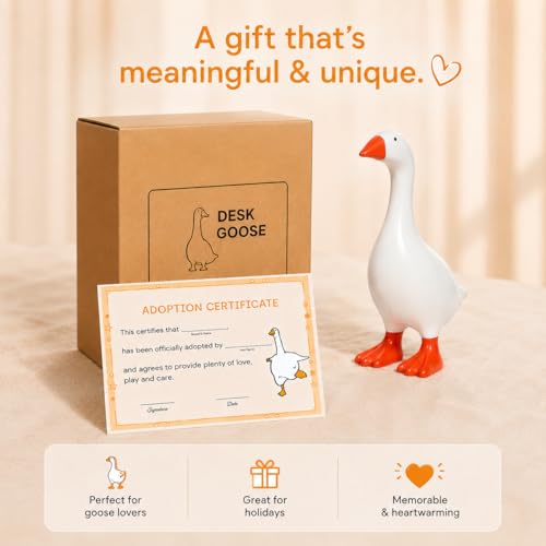 Magnetic Desk Goose Key Holder Statue with Adoption Certificate - 7 Inch