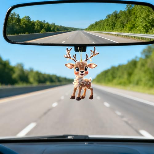 5 PCS Christmas Elk Acrylic Hanging Ornaments - 3.07 x 2.12 Inches, Transparent Holiday Decor