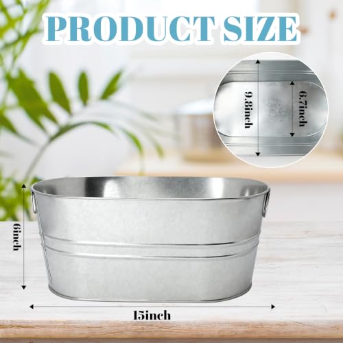 2-Pack 4-Gallon Galvanized Metal Ice Buckets & Beverage Tubs with Handles