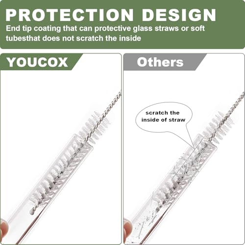 YOUCOX 4 Pack Extra Long Straw Cleaner Brushes - 11.8 Inches for 14oz-40oz Stanley Cups, Glass, Plastic & Silicone Straws - Clear