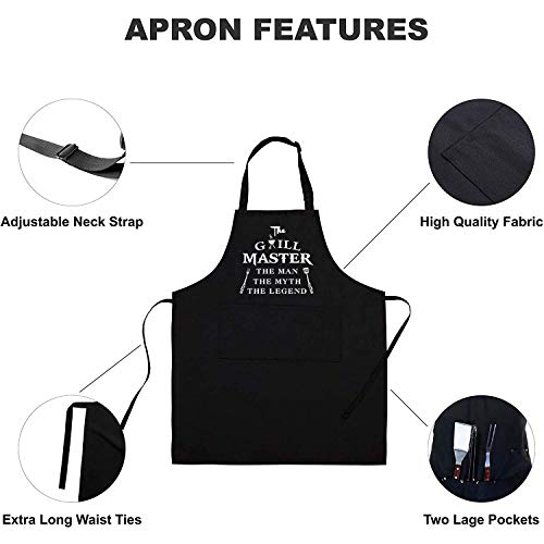 Funny Men's Grilling Apron - Waterproof BBQ Cooking Apron with 2 Pockets