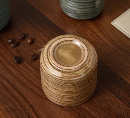 FIBOS Green Japanese Retro Ceramic Teacups – Coffee & Water Cups for Home & Restaurant