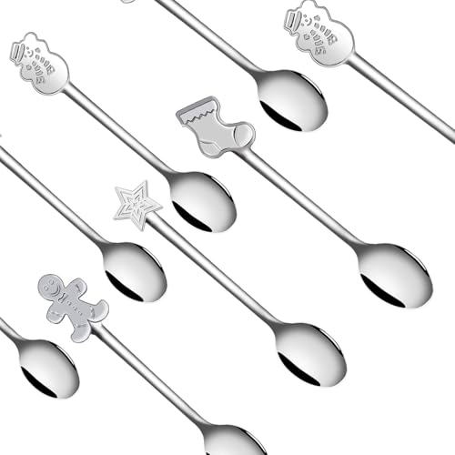 Aneco 24-Piece Christmas Mini Spoon Set Stainless Steel Coffee Tea Spoons with Storage Bag