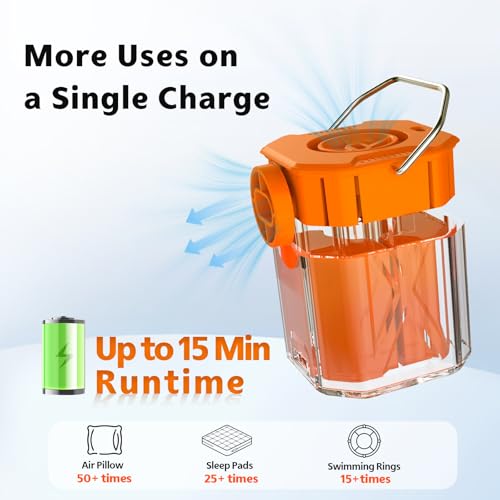 Mini Air Pump for Inflatables - Portable Rechargeable Inflator & Deflator with Camping Light