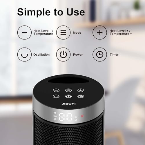 17-Inch Electric Space Heater for Indoor Use with Remote Control and 70° Oscillation