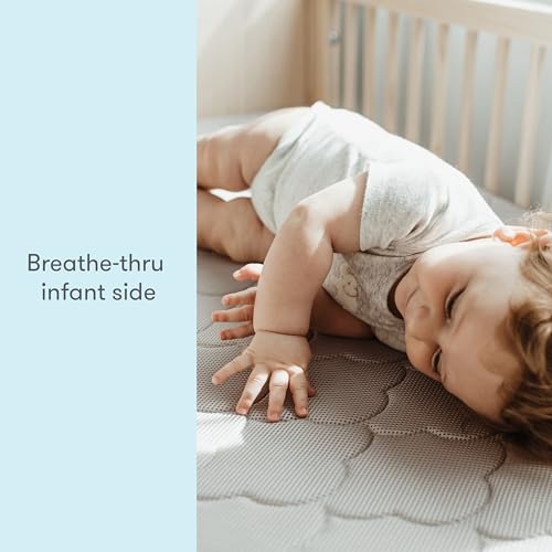 Breathable & Washable Waterproof Crib Mattress - 2-Stage Support, Grey