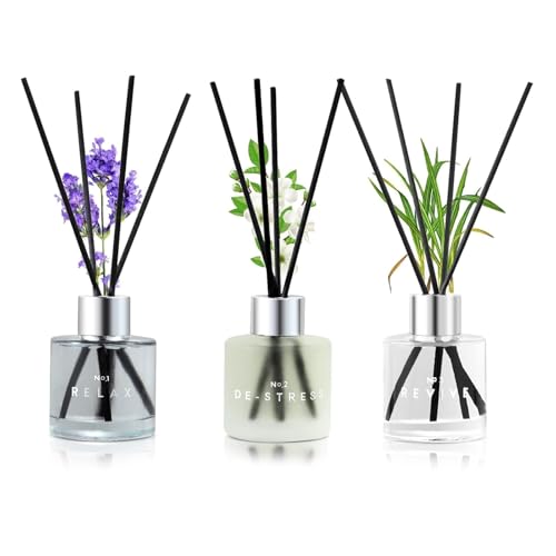 3 Pack Reed Diffuser Set with Lavender Jasmine and Lemongrass Scents