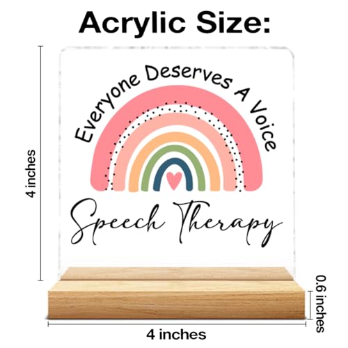 FTRBXT F-Speech Therapy Acrylic Desk Sign for Office Decor – Includes Wooden Stand