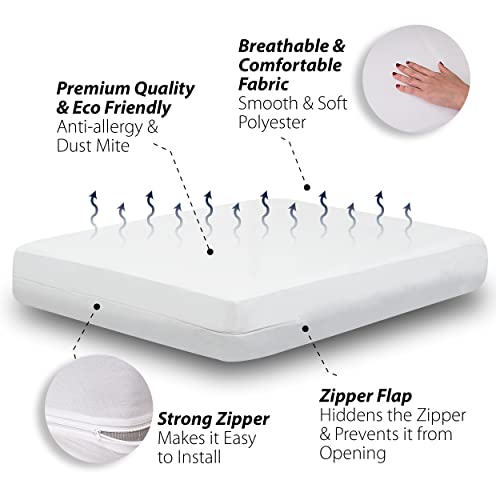 Waterproof Queen Mattress Protector - 6-Sided Encasement, Breathable Fabric