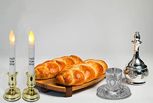 Nickel Plated Kiddush Cup with Matching Tray - 6 oz Ornate Wine Goblet