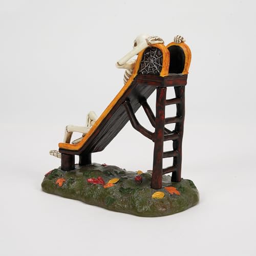 Skeleton Slide Halloween Village Figurine, Hand-Painted Resin, 4 Inch