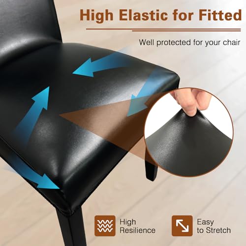 Stretch Waterproof Leather Chair Covers Set of 4 - Black