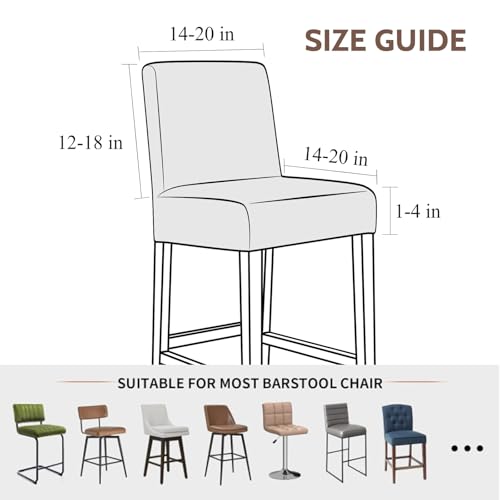 Stretch Bar Stool Covers Set of 4 - Washable Slipcovers for Chairs