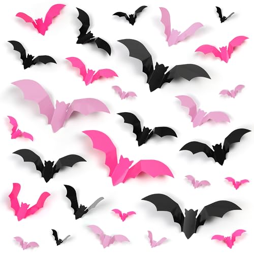72 Pcs 3D Halloween Bat Wall Decor Stickers - Realistic PVC Bats