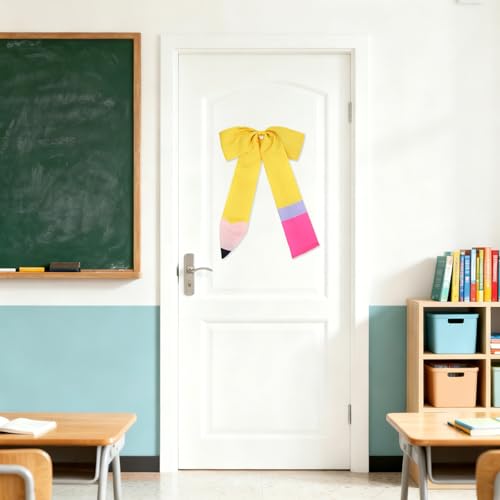 Back to School Wreath Bows - 2 Large Pencil Theme Indoor Outdoor Decorations