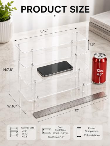 4-Tier Acrylic Display Riser Stand for Collectibles, Perfume, and Cupcakes