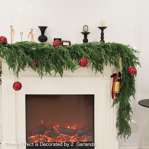 6FT 2PCS Norfolk Pine Garland Real Touch Christmas Decor - Senjie