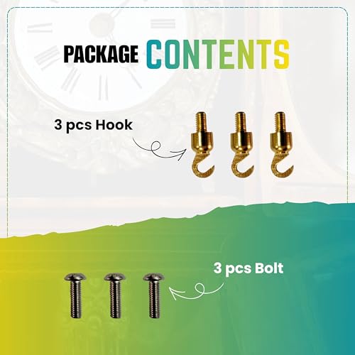 Grandfather Clock Weight Shell Hooks, 5mm Threaded, Set of 3