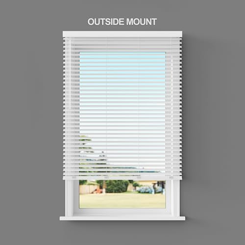 Cordless 2" Faux Wood Blinds, 34" W x 60" L, White