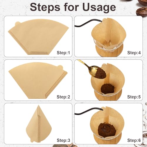 #4 Cone Coffee Filters 8-12 Cup - 100 Count Unbleached Natural Wood Pulp